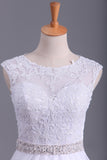 2024 vestidos de boda blancos de la cucharada de cola-Cola Corte Con los granos y apliques