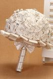 Blanco Rhinestone Crystal Rosas flores de la boda ramo de novia (30 * 26cm)