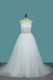 Vestido de novia de la línea 2024 vestido de novia con tirantes y cintura plisada de tul en la cintura