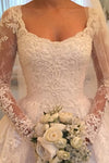 Mangas largas increíbles Vestido de fiesta Largo Marfil Vestidos de novia de encaje
