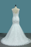 2024 Scoop vestidos de novia sirena con apliques de encaje espalda abierta