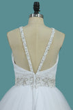 Vestido de novia de la línea 2024 vestido de novia con tirantes y cintura plisada de tul en la cintura