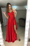 Vestidos de fiesta largos rojos elegantes elegantes simples del vintage vestidos de fiesta