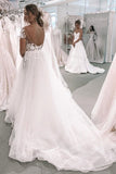 Vestidos de novia elegantes de tul de marfil con apliques, vestidos de novia