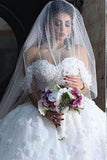 2024 Off La boda del hombro los vestidos de una longitud de línea de tul con apliques de suelo