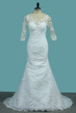 2024 vestidos de novia de la sirena del cordón con apliques de barrido de tren