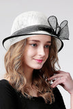 Cambric linda de las señoras con Arco-nudo Bowler / sombrero cloche