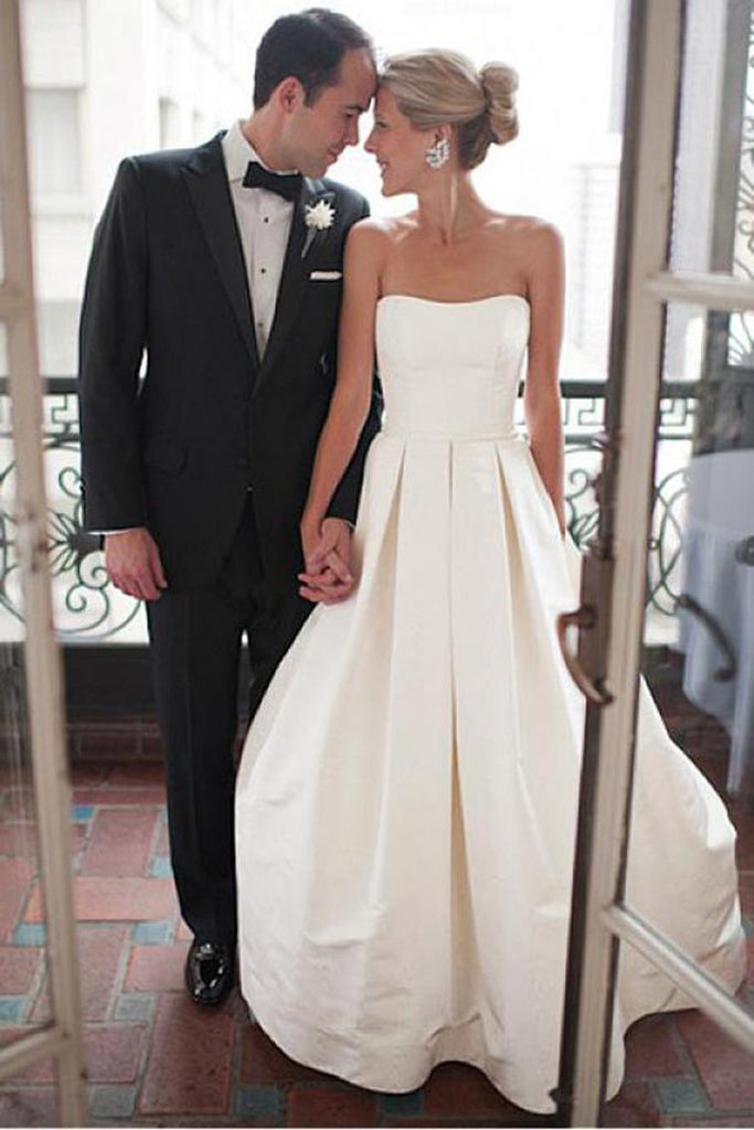 Vestidos de novia largos con espalda abierta sin tirantes con estilo sencillo y elegante vestidos de novia