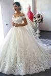 Encantador de los vestidos de boda de marfil del hombro vestidos de boda elegantes
