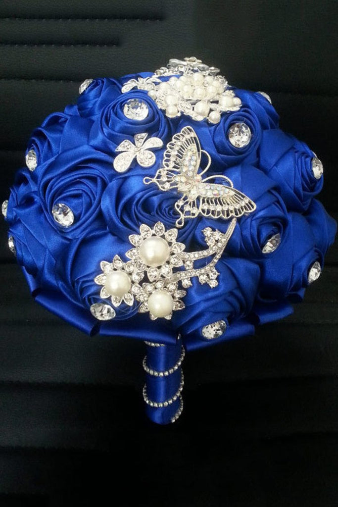 Rhinestone cristalino de la boda de la novia que sostiene la flor de la perla Tela ramo de flores (26 * 22cm)