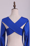 2024 de la cucharada de baile vestidos de manga larga Spandex espalda abierta Drak azul real