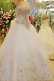 2024 Lujosas y elegantes vestidos de boda del amor con cuentas y apliques
