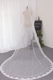 Una sola capa de encaje de borde de apliques 3,5 metros velo de la boda