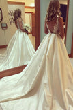 Vestidos de novia elegantes con espalda abierta y encaje largo satinado
