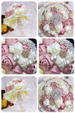 Rosas elegante de la cinta con diamantes de imitación broche del ramo de la boda (27 * 18 cm)