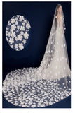 2024 magnífico velo de novia de tul Longitud 3 metro de ancho de 3 metros con flores hechas a mano