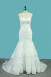Vestidos de novia del tulle de la sirena 2024 con el tren de la corte del Applique