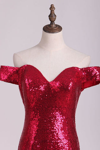 2024 atractivo del hombro de vestidos de baile de la envoltura con la raja de las lentejuelas