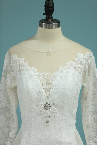 2024 vestidos de boda de la sirena cuello en V con apliques de encaje Corte de tren