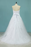 2024 una línea vestido de tul con los vestidos de boda del marco Y Aplique