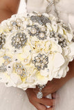 Lujo Rhinestone Crystal Rosas flores de la boda ramo de novia (26 * 22cm)