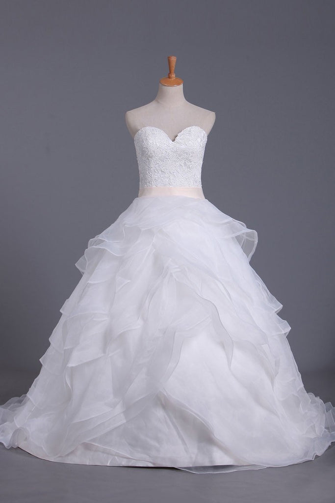 2024 nuevos vestidos de boda de amor de la llegada Un Organza línea con abalorios y marco