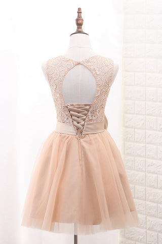 2024 Tulle &amp; Lace Homecoming Dresses Scoop A Line con marco