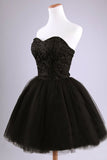 2024 negro Homecoming vestidos vestido de bola Sweetheart corto / Mini con Appliques Lace Up