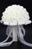 Boda de la novia que sostiene la flor de la espuma flor ramo de rosas blancas (25 * 19cm)