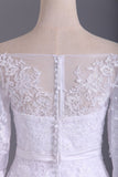 2024 brillante Wedding Dresses Bateau Medio Longitud de la manga una línea con apliques