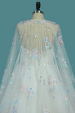 2024 vestido de bola escote redondo vestidos de novia con cordones con apliques y cuentas