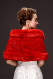 Conciso Rojo piel de imitación del abrigo de la boda