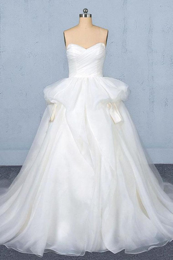 Vestido de novia de tul con escote corazón, vestidos de novia de tren de barrido magnífico