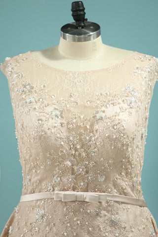 2024 Asymmetrical Prom Dresses Una línea de cuello de encaje con cuentas y marco