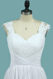 2024 vestidos de novia una línea de gasa fuera del hombro con apliques y ranura
