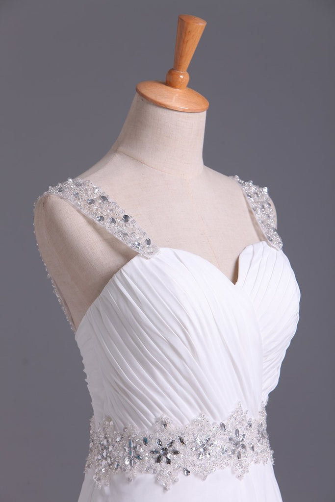 2024 vestido de boda blanco de novia una línea blusa plisada Con desmontable correas gasa con cuentas