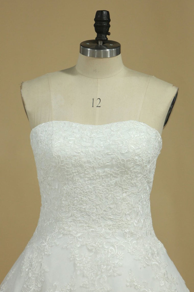 2024 nueva llegada festoneado cuello vestidos de novia de tul con apliques
