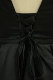 2024 vestido de noche Conciso Una línea de piso-longitud con cordones de raso Negro Tallas grandes