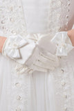 Longitud de la muñeca de la boda guantes de una muchacha de flor