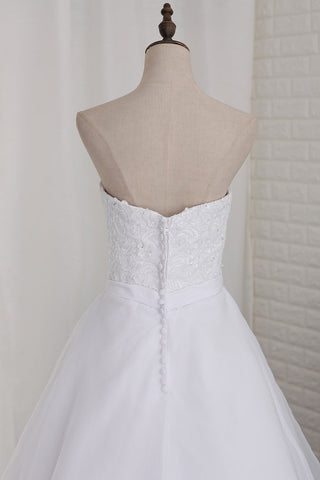 2024 una línea vestido de boda de los vestidos de organza con apliques