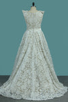 2024 Asymmetrical Lace Scoop A Line Prom Dresses Zipper Up