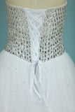 2024 amor magnífico vestidos de novia una línea de tul con los granos y diamantes de imitación