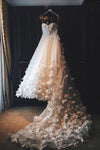 2024 Sweetheart vestidos de novia una línea de tul con la flor hecha a mano