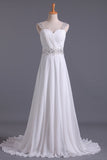 2024 vestido de boda blanco de novia una línea blusa plisada Con desmontable correas gasa con cuentas