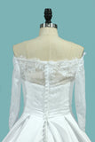 2024 Boat Neck vestidos de novia de longitud media mangas de satén con apliques