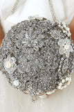 Perlas de cristal acrílico con la cinta de la manija ramo de la boda (26 * 18 cm)