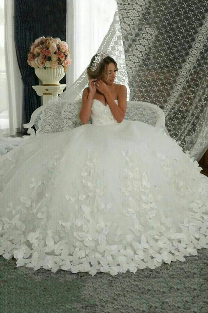 2024 Sweetheart vestidos de novia una línea de tul con la flor hecha a mano