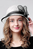 Cambric linda de las señoras con Arco-nudo Bowler / sombrero cloche
