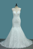 2024 Scoop vestidos de novia sirena con apliques de encaje espalda abierta