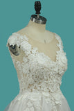2024 una línea de los vestidos de novia de Tulle hombro con apliques